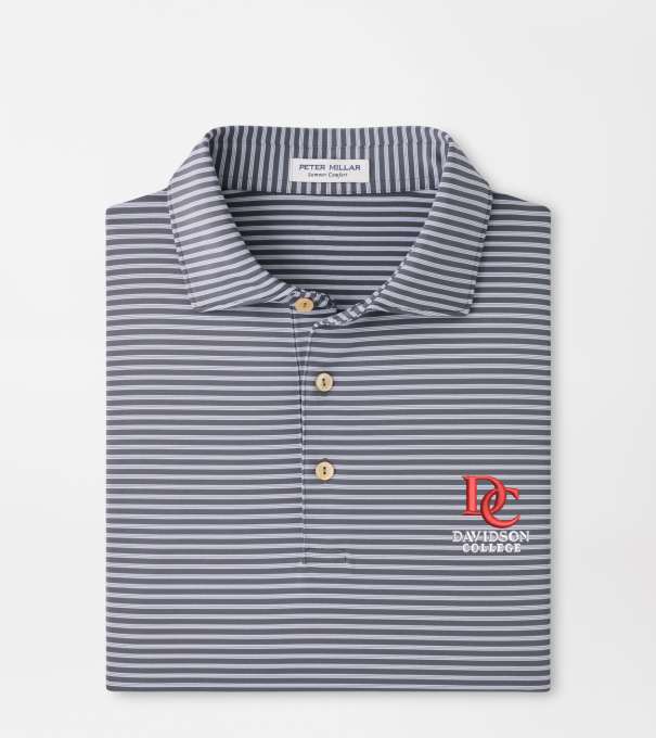 Davidson Tiebreaker Performance Jersey Stripe Polo in Iron