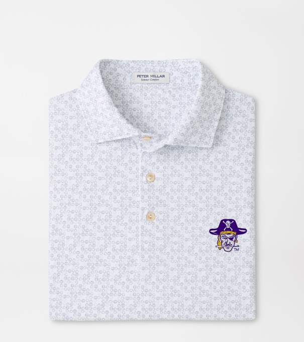 East Carolina University Vault Bases Loaded Performance Jersey Polo in White