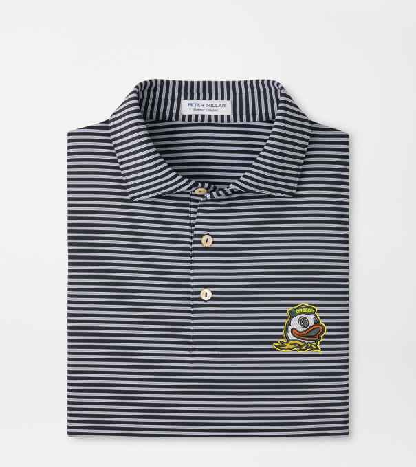 Oregon Tiebreaker Performance Jersey Stripe Polo in Black