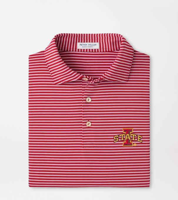 Iowa State Tiebreaker Performance Jersey Stripe Polo in Crimson1