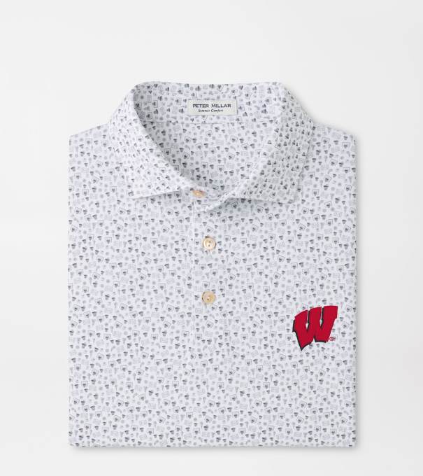 Wisconsin Buzzer Beater Performance Jersey Polo in White