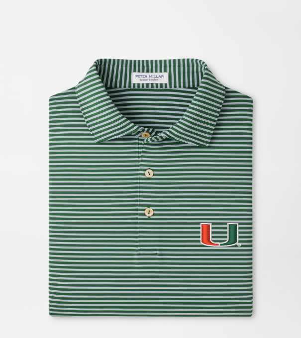 Miami Tiebreaker Performance Jersey Stripe Polo in Green1
