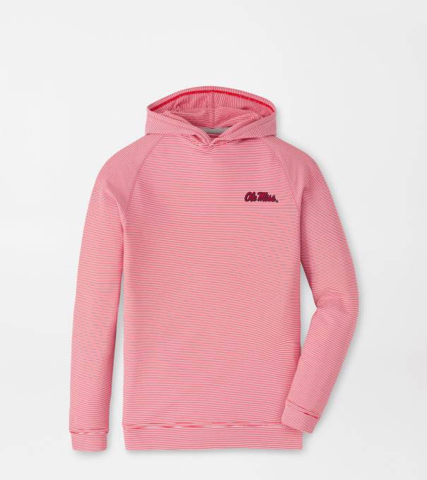 Ole Miss Pine Youth Sugar Stripe Performance Hoodie in Red3