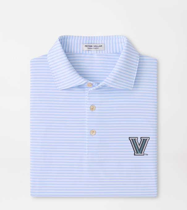 Villanova Tiebreaker Performance Jersey Stripe Polo in White