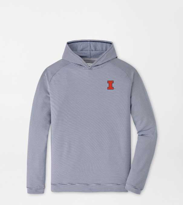 Illinois Pine Sugar Stripe Performance Hoodie in Navy