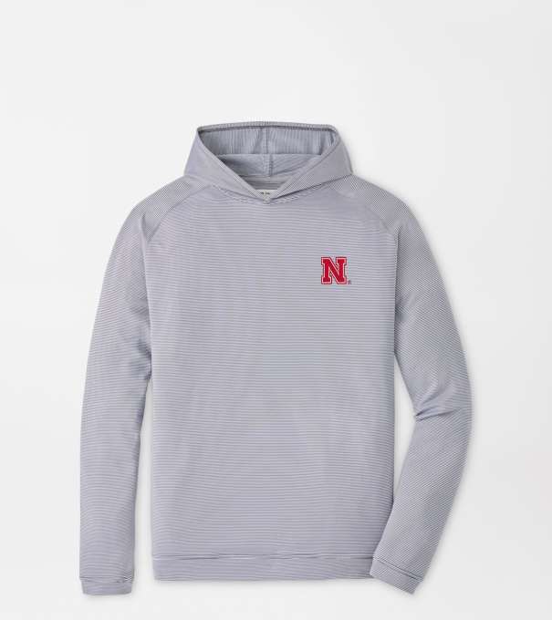 Nebraska Pine Sugar Stripe Performance Hoodie in Iron