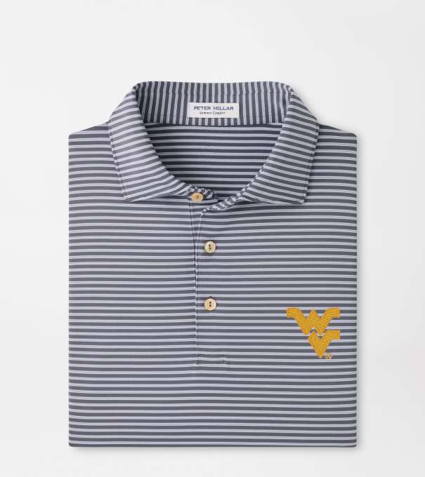 West Virginia Tiebreaker Performance Jersey Stripe Polo in Iron