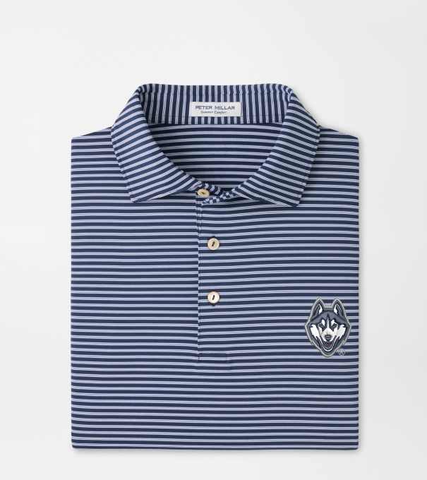 UConn Tiebreaker Performance Jersey Stripe Polo in Navy