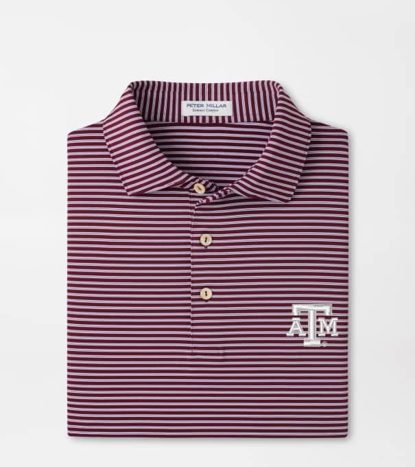Texas A&M Tiebreaker Performance Jersey Stripe Polo in Maroon3