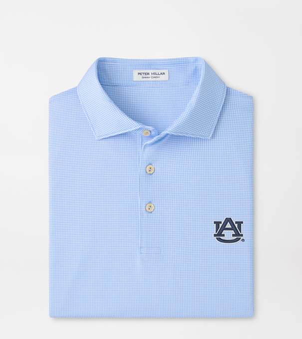 Auburn Border Performance Jersey Polo in Cottage Blue