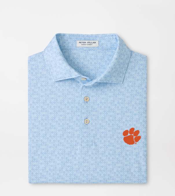 Clemson Bases Loaded Performance Jersey Polo in PALE BLUE