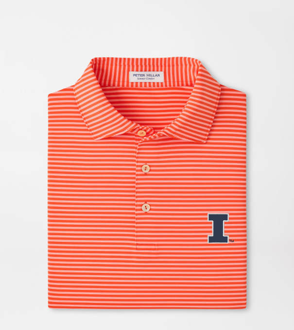 Illinois Tiebreaker Performance Jersey Stripe Polo in Orange6
