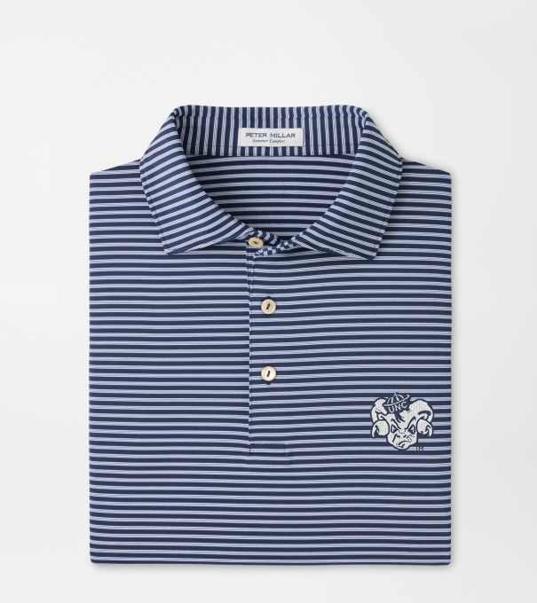 UNC Vault Tiebreaker Performance Jersey Stripe Polo in Navy