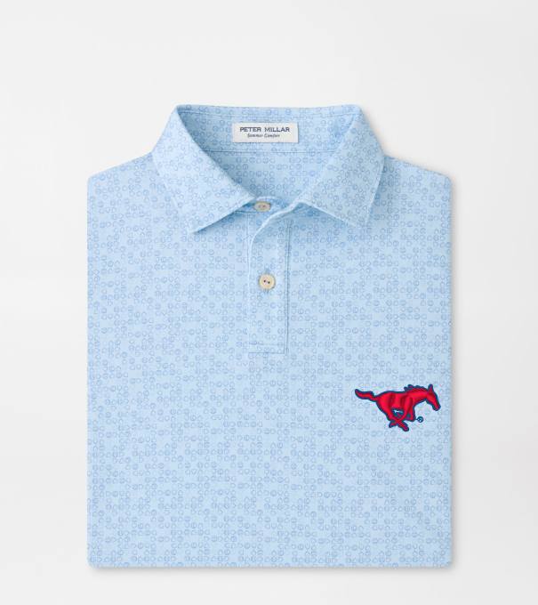 SMU Bases Loaded Youth Performance Jersey Polo in PALE BLUE
