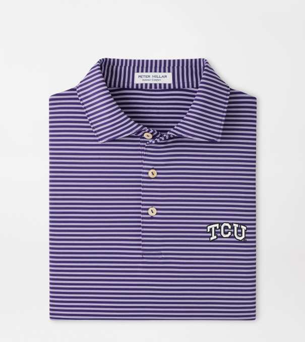 TCU Tiebreaker Performance Jersey Stripe Polo in Purple2