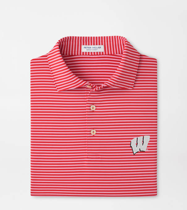 Wisconsin Tiebreaker Performance Jersey Stripe Polo in Red3