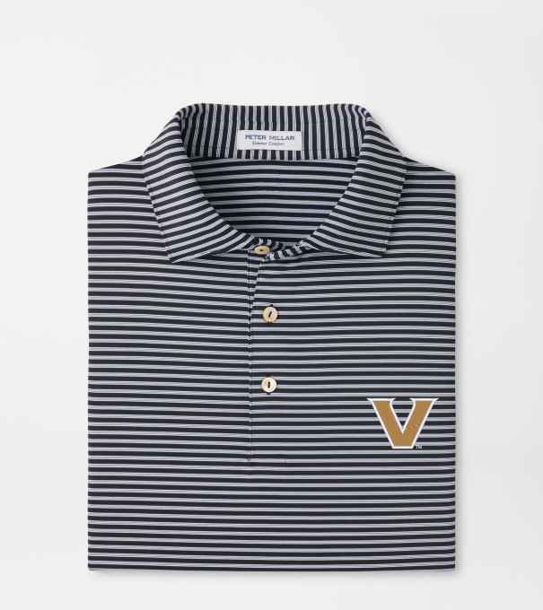 Vanderbilt Tiebreaker Performance Jersey Stripe Polo in Black