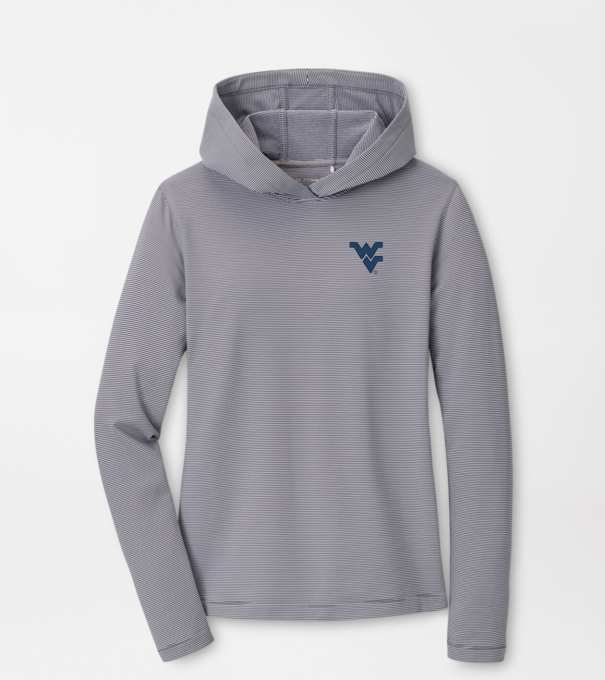 West Virginia Women's Pine Sugar Stripe Performance Hoodie in Iron