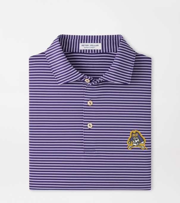 East Carolina University Tiebreaker Performance Jersey Stripe Polo in Purple2