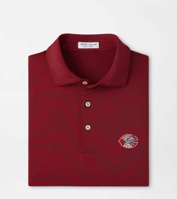 Cooperstown Cincinnati Reds Jubilee Performance Jersey Polo in Black / Red3