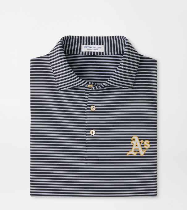Athletics Tiebreaker Performance Jersey Stripe Polo in Black