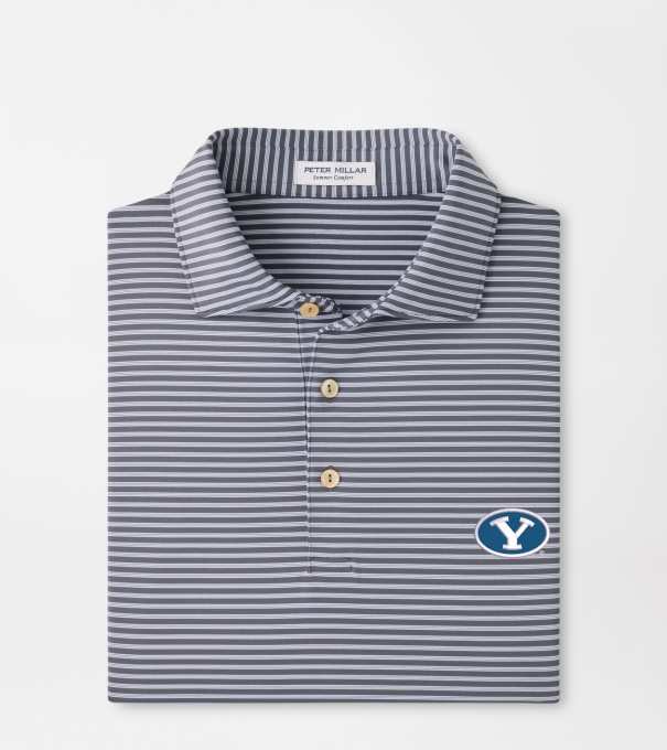 BYU Tiebreaker Performance Jersey Stripe Polo in Iron