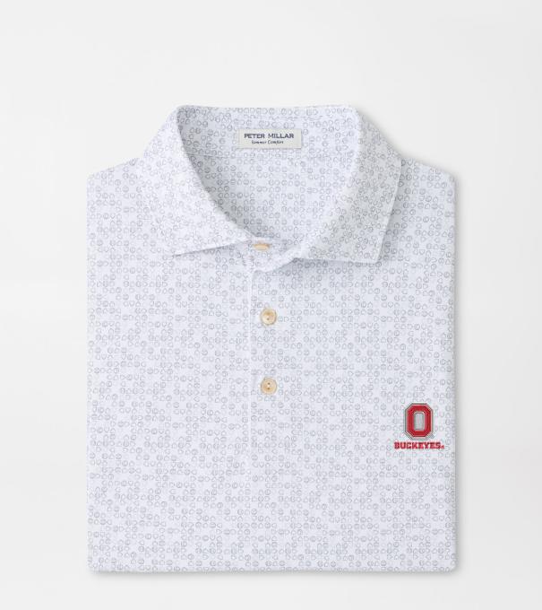 The Ohio State University Vault Bases Loaded Performance Jersey Polo in White
