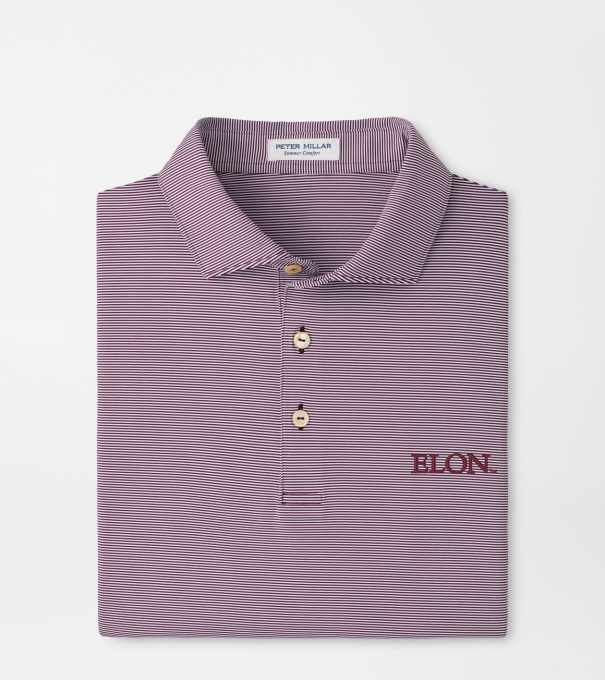 Elon Jubilee Stripe Performance Polo in Maroon3