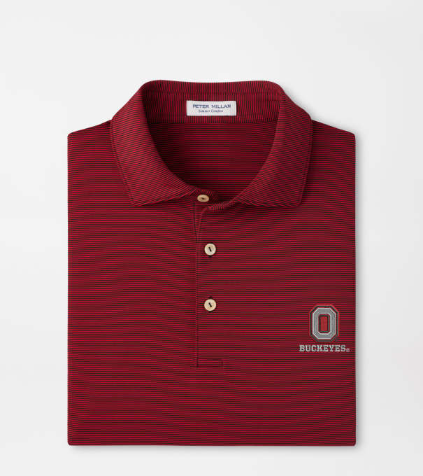 The Ohio State University Vault Jubilee Performance Jersey Polo in Black / Red3