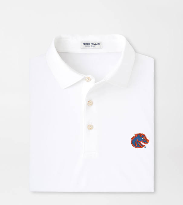 Boise State Solid Performance Jersey Polo in White