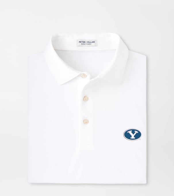 BYU Solid Performance Jersey Polo in White