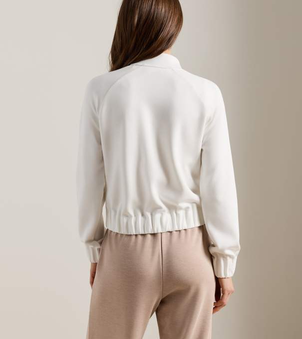 Flora Knit Bomber in SOFT WHITE / CAMEL