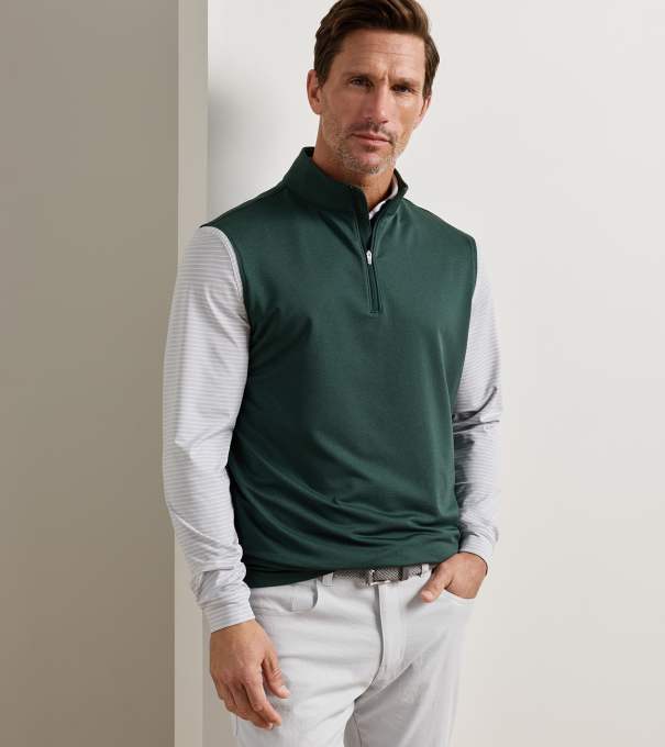 Galway Melange Performance Quarter-Zip Vest in PINE BROOK