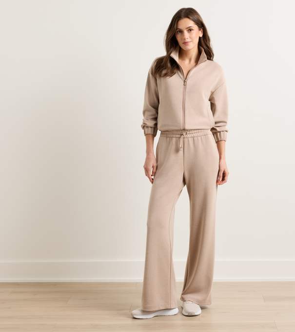 Flora Knit Melange Track Trouser in CAMEL