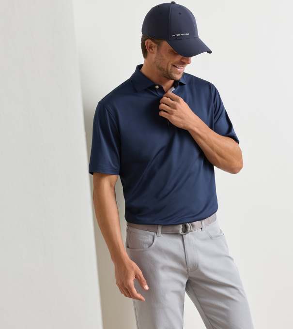 Solid Performance Jersey Polo in Navy