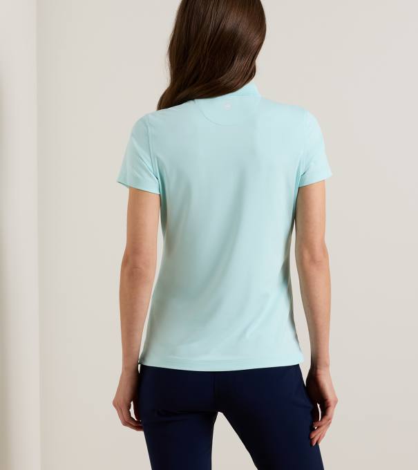 Keswick Zip Neck Short-Sleeve Polo in OCEAN AIR