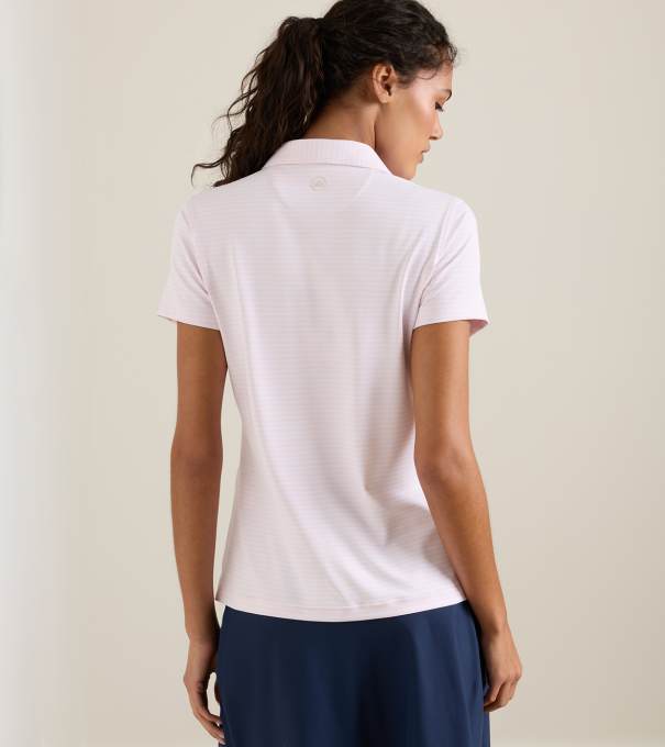Harbour Stripe Short-Sleeve Jersey Polo in PEARL PINK