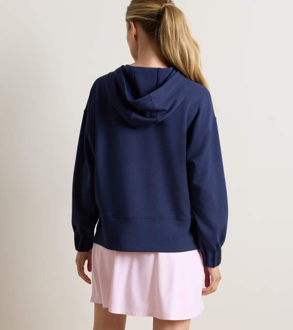 Flora Knit Hoodie in Navy