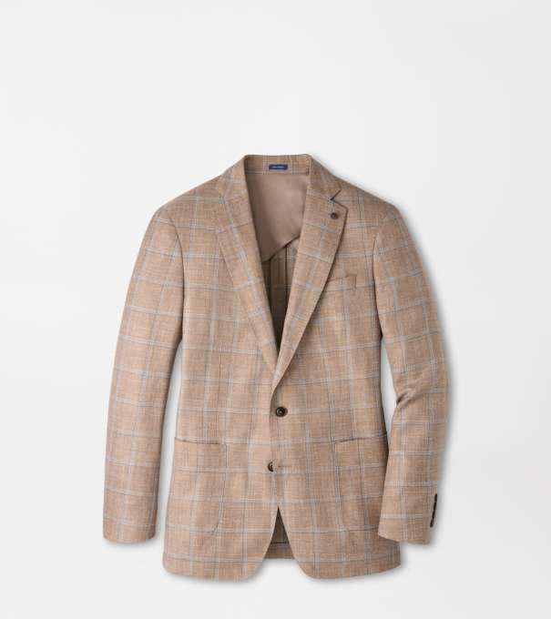 Bowen Windowpane Soft Jacket in NUTMEG