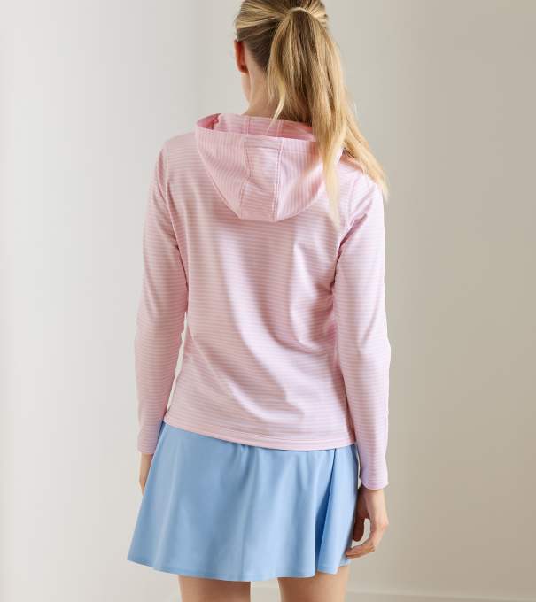 Pine Harbour Stripe Performance Hoodie in PEARL PINK