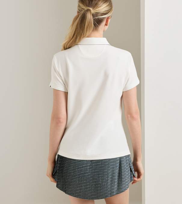 Coolspun Lite Cotton Piqu&eacute; Polo in SOFT WHITE / NAVY