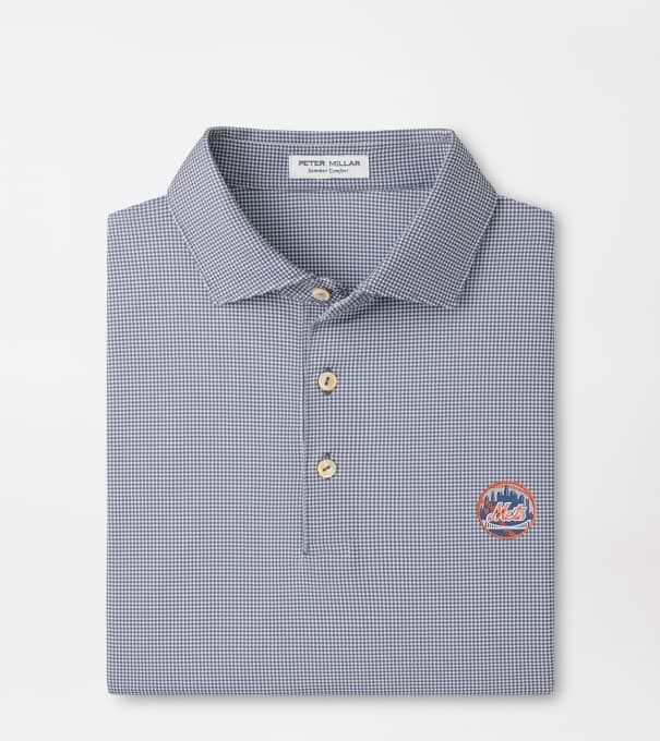 Cooperstown New York Mets Border Performance Jersey Polo in Iron
