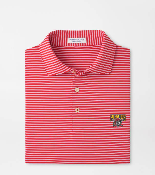 Cooperstown Pittsburgh Pirates Tiebreaker Performance Jersey Stripe Polo in Red3