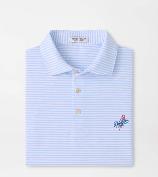 Cooperstown Los Angeles Dodgers Tiebreaker Performance Jersey Stripe Polo in White