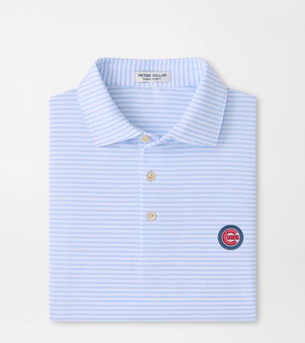 Chicago Cubs Tiebreaker Performance Jersey Stripe Polo in White