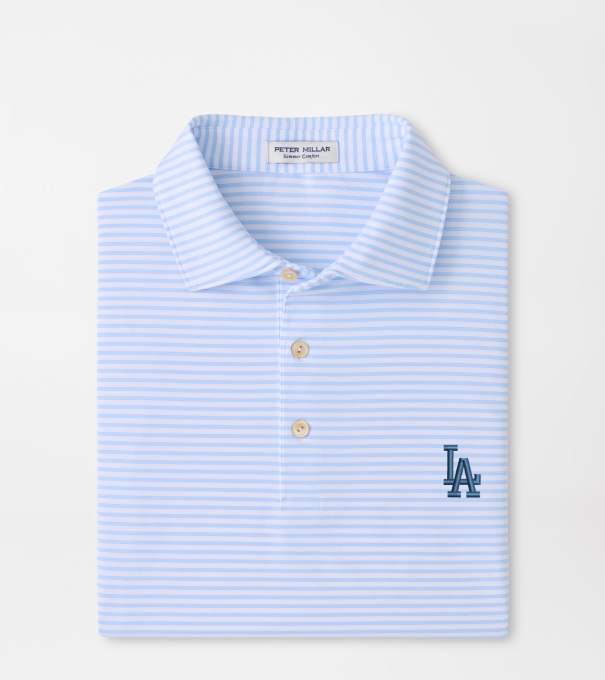 Los Angeles Dodgers Tiebreaker Performance Jersey Stripe Polo in White