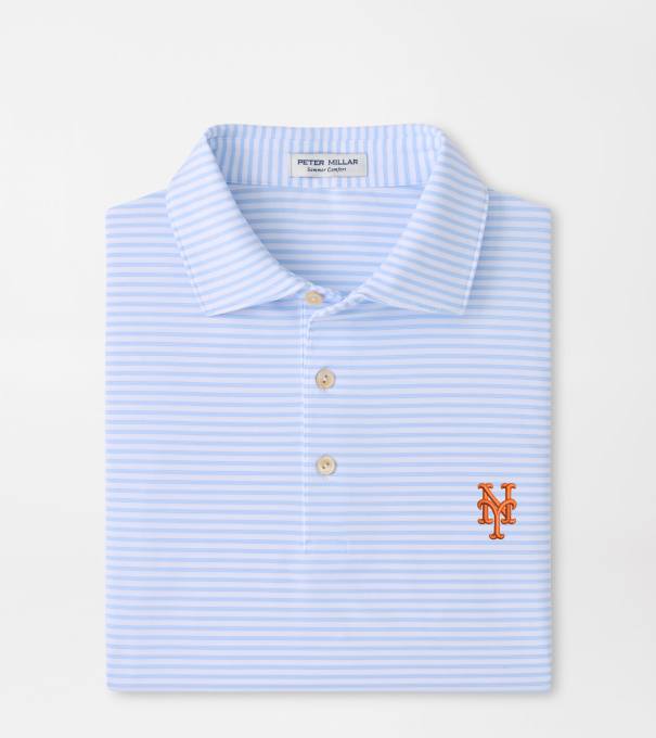 New York Mets Tiebreaker Performance Jersey Stripe Polo in White