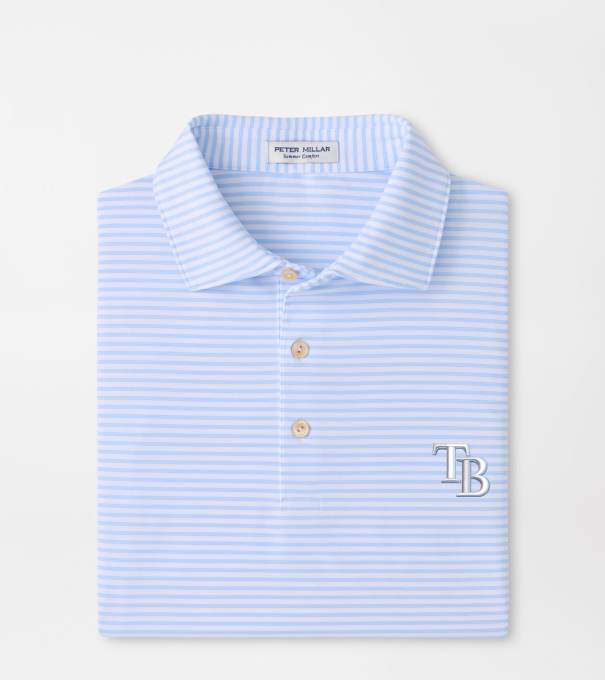 Tampa Bay Rays Tiebreaker Performance Jersey Stripe Polo in White