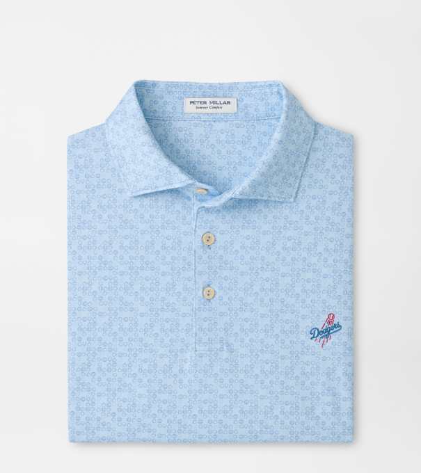 Cooperstown Los Angeles Dodgers Bases Loaded Performance Jersey Polo in PALE BLUE