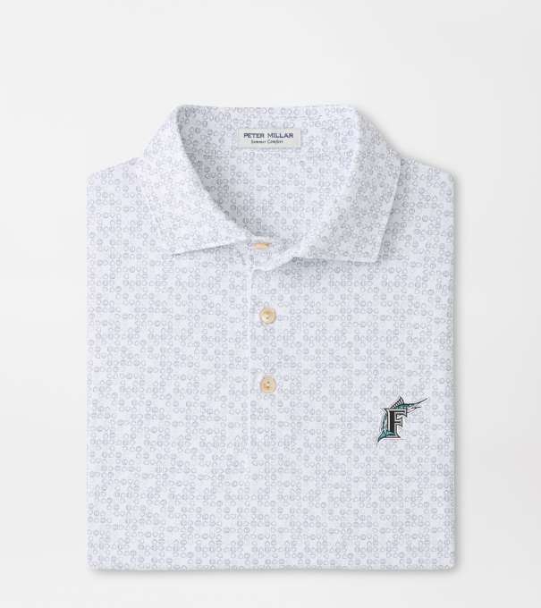 Cooperstown Miami Marlins Bases Loaded Performance Jersey Polo in White